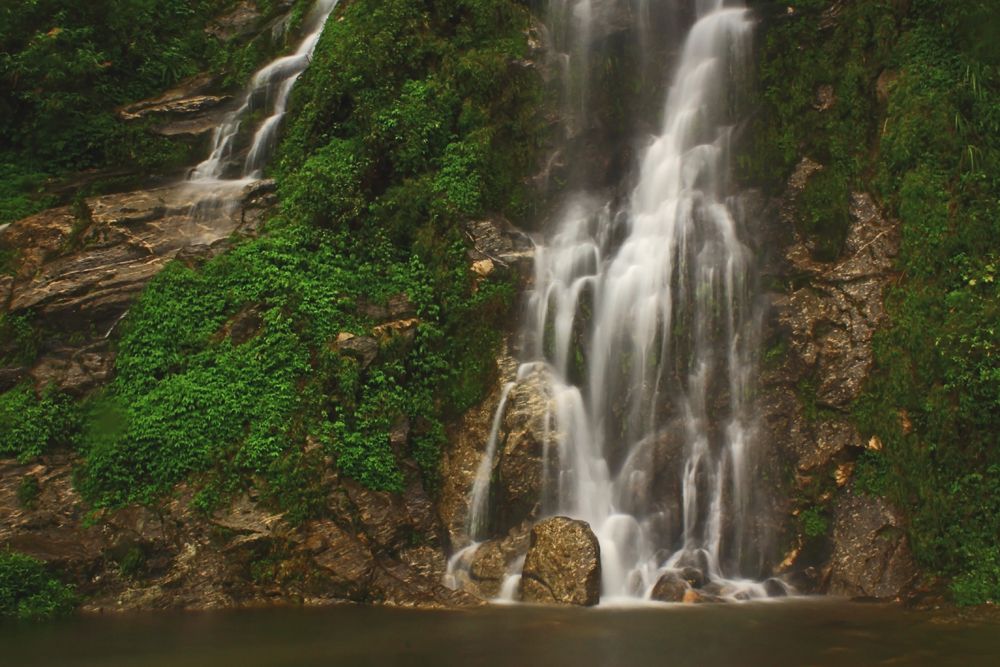 Waterfall en route North Sikkim Waterfall by the road side