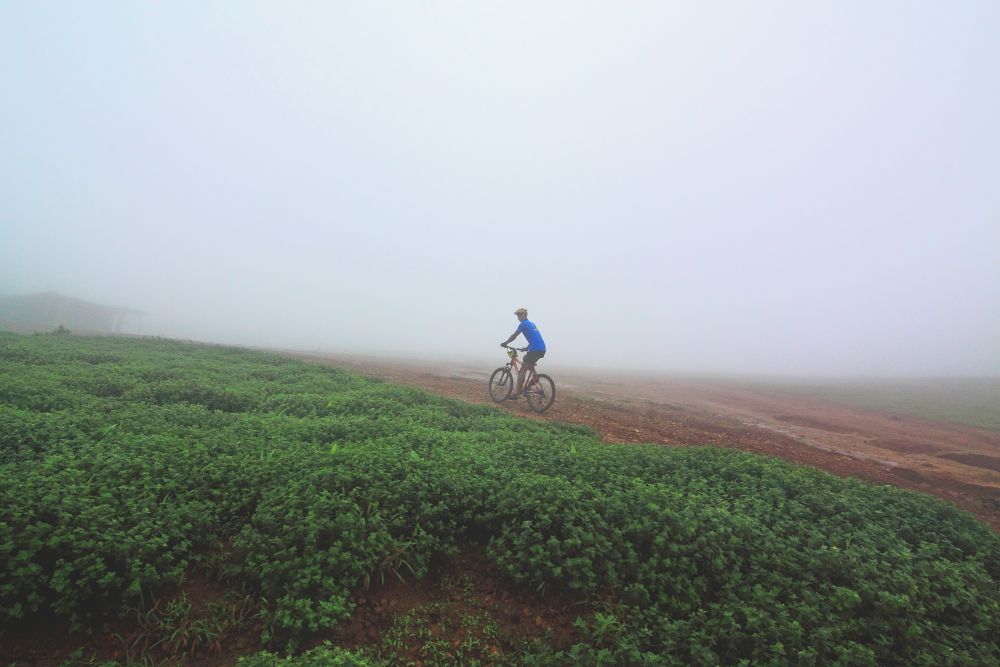 Lone cyclist in the Mist, Mandalpatti Lone cyclist in the Mist, Mandalpatti