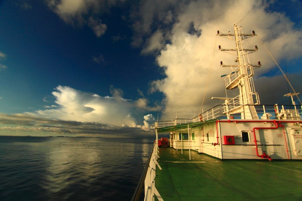 Sunset aboard Ship Campbell Bay, Hutbay to Port Blair