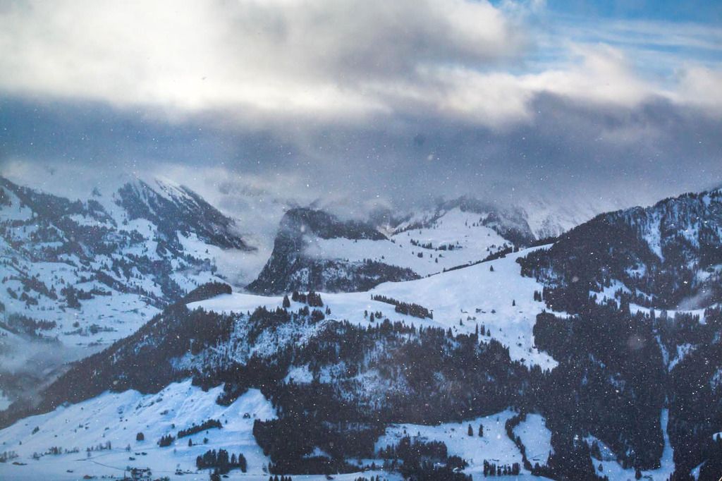 Snow-covered Simmen Valley in the Canton of Bern, Switzerland in Winter Snow-covered Simmen Valley in the Canton of Bern, Switzerland in Winter