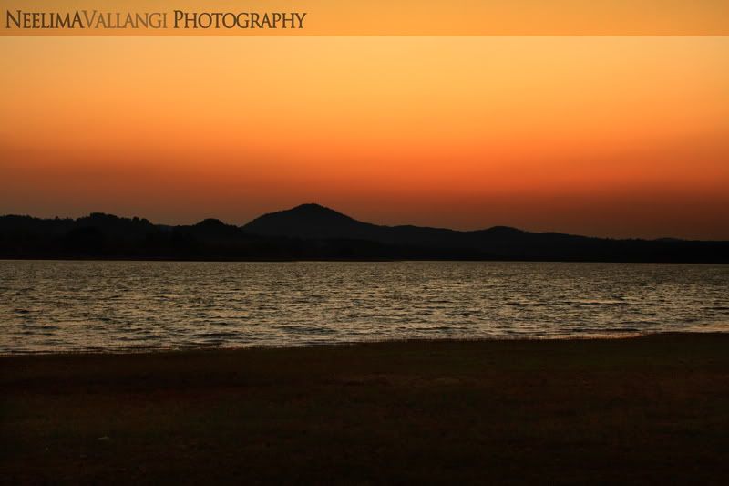 sunset at hemavathi reservoir