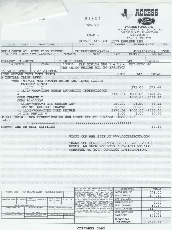 Transmission Receipt Photo by SuperLightningTruck Photobucket