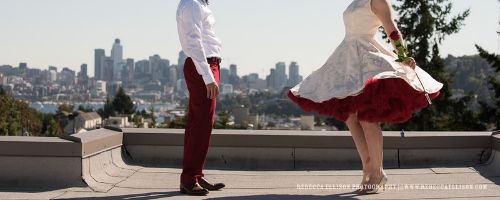 Colorful wedding, nerdy wedding, offbeat wedding, coffee wedding