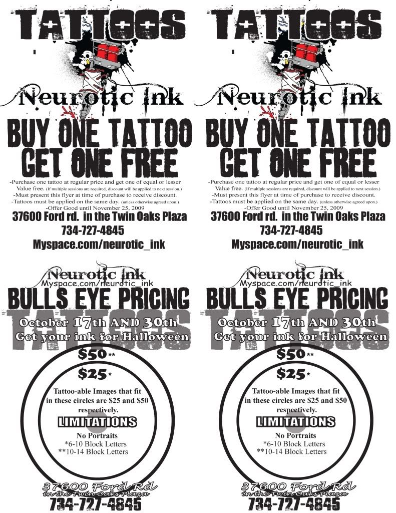 NEUROTIC INK TATTOO SPECIALS Photo by neuroticwolf Photobucket