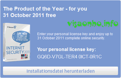 Key code F-Secure Internet Security 2011 miễn phí 6 tháng