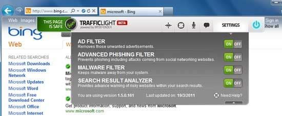 BitDefender TrafficLight ngăn chặn lây nhiễm malware từ Internet