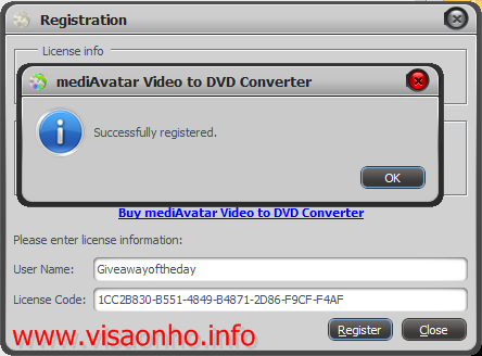 Bản quyền mediAvatar Video to DVD Converter miễn phí