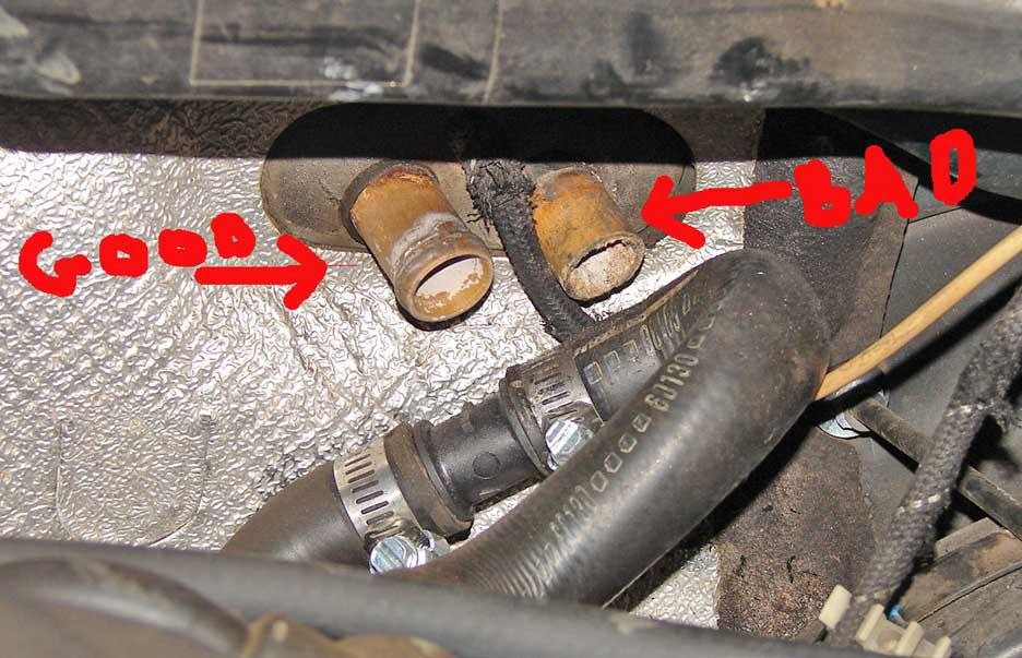 Heater core hose attachment problem