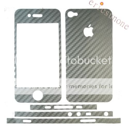 Silver Carbon Fiber Sticker Cover Full Body for iPhone4  