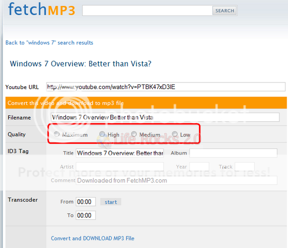 FetchMP3: Download và chuyển đổi YouTube Video sang MP3