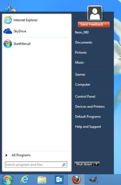 start menu