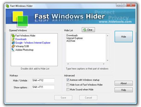 fast windows hider